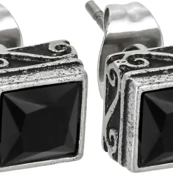 Herren Ohrstecker - Black Steel