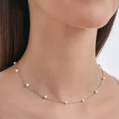 Kette - Rhodium Pearls