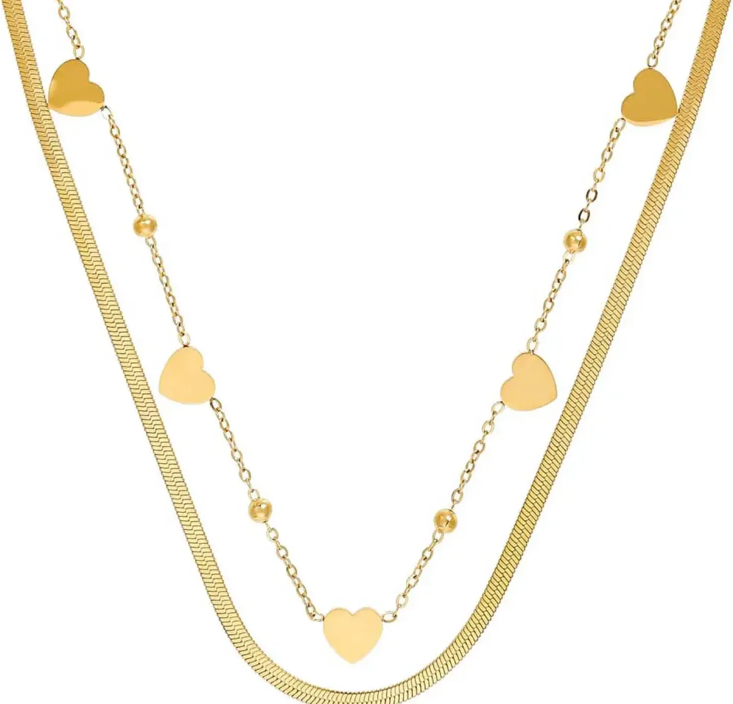 Layering Kette - Steel Hearts